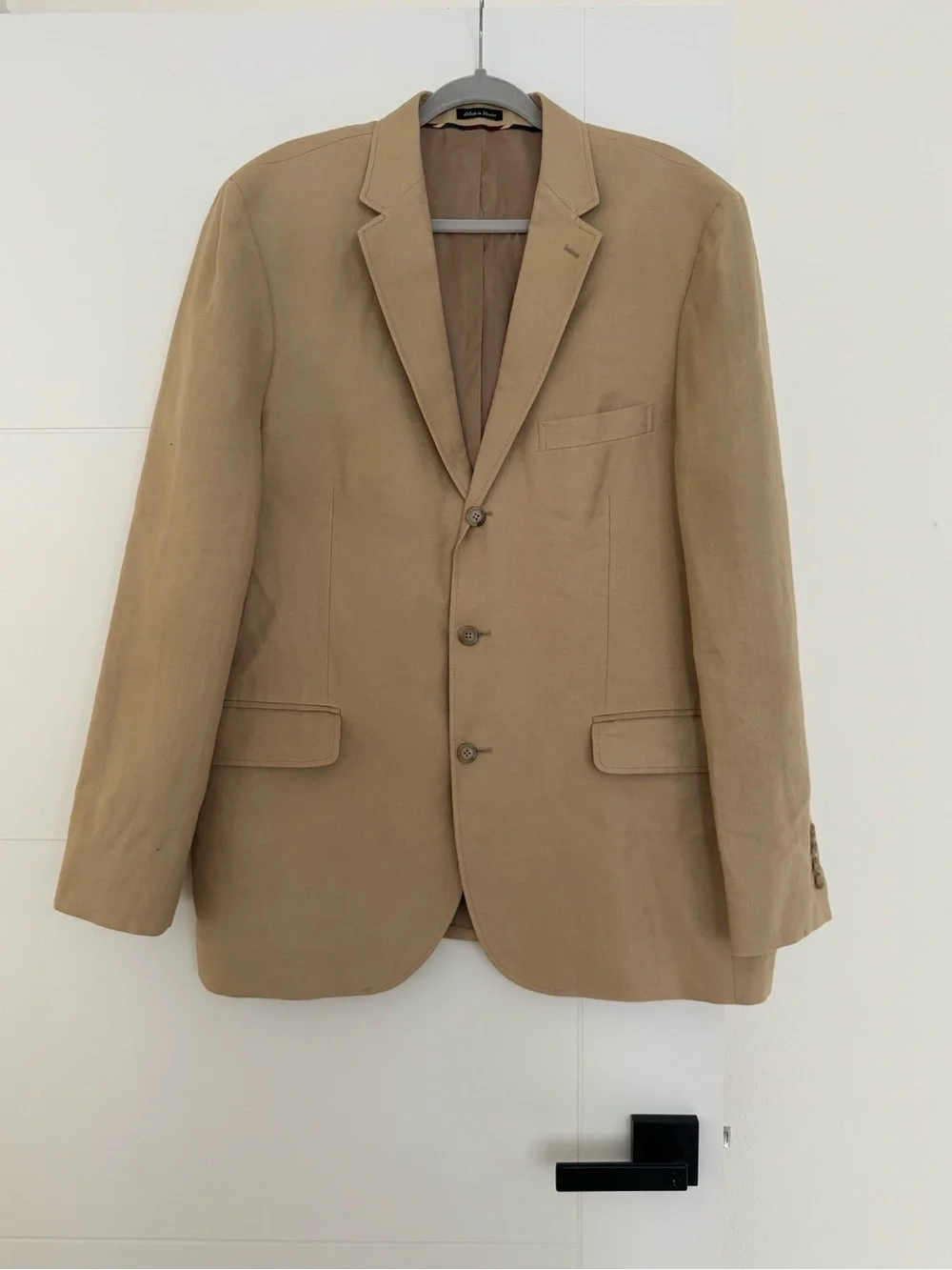 J. Crew Men's Blazer 42R Tan Khaki 3 Button Pocket Irish Linen Jacket Suit